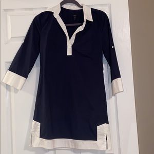 J. Crew Navy and white Collared dress